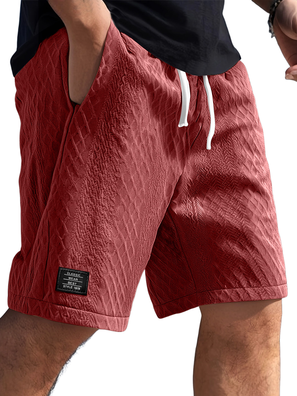 Herren Daily Jacquard Textur Logo Freizeit Einfarbige Shorts-ZierMode