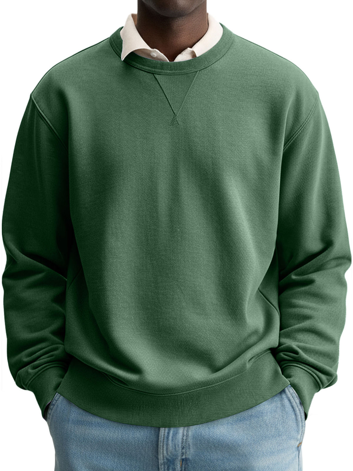 Herren Einfacher Rundhalsausschnitt Lässiger Bequemer Einfarbiger Sweatshirt-deurabatt