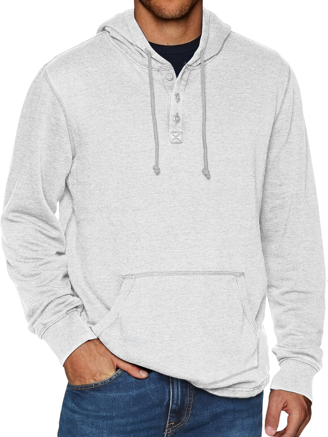 Herren-Alltags-Kapuzenpullover mit Knopfleiste-deurabatt