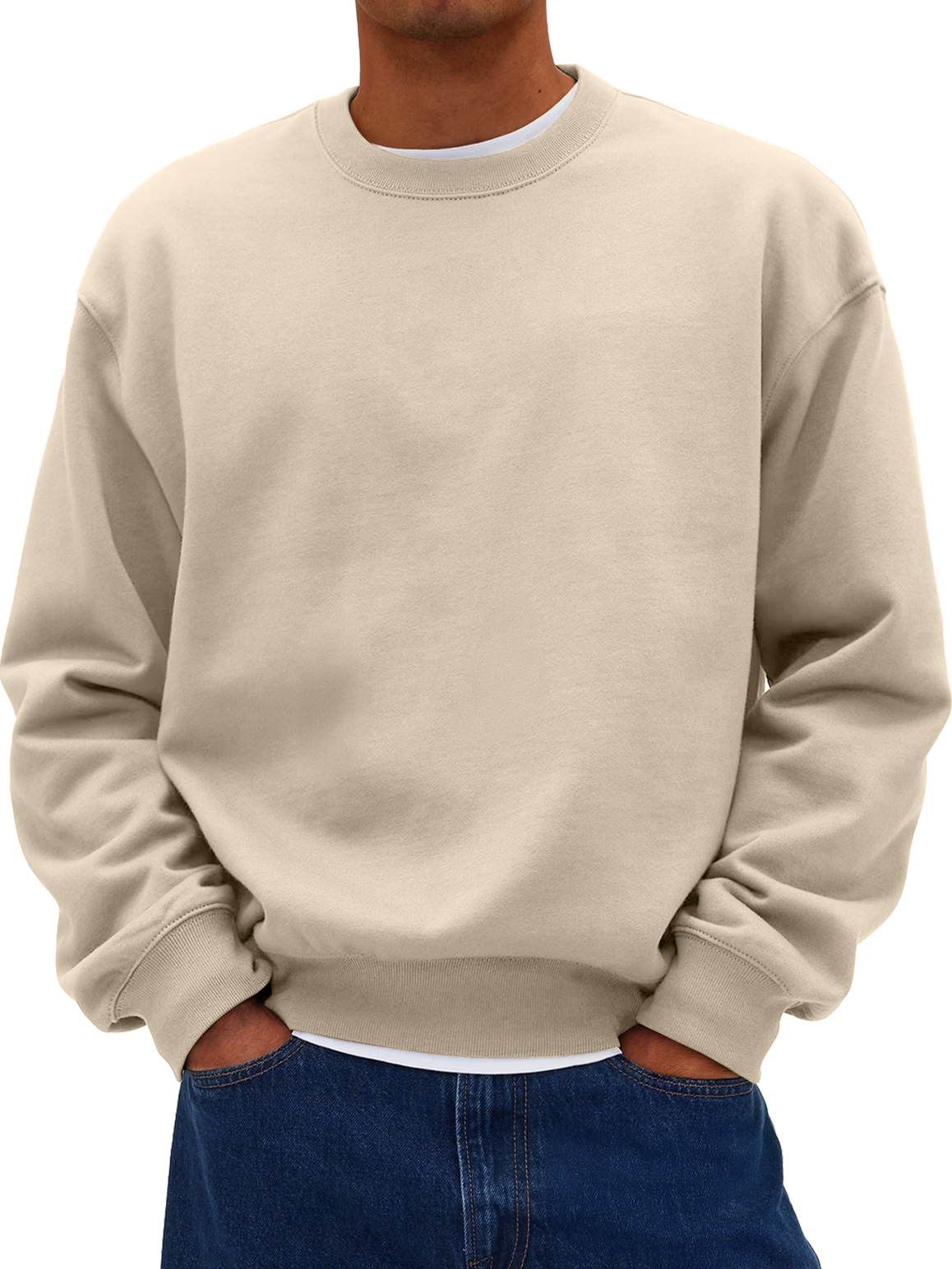 Herren Daily Rundhals Freizeit Baumwolle Einfarbig Sweatshirt-deurabatt