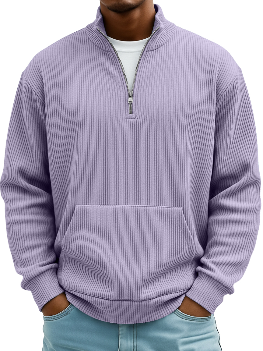 Herren Pit Stripe Stehkragen Reißverschluss Lockere Tasche Freizeit Hoodie-deurabatt