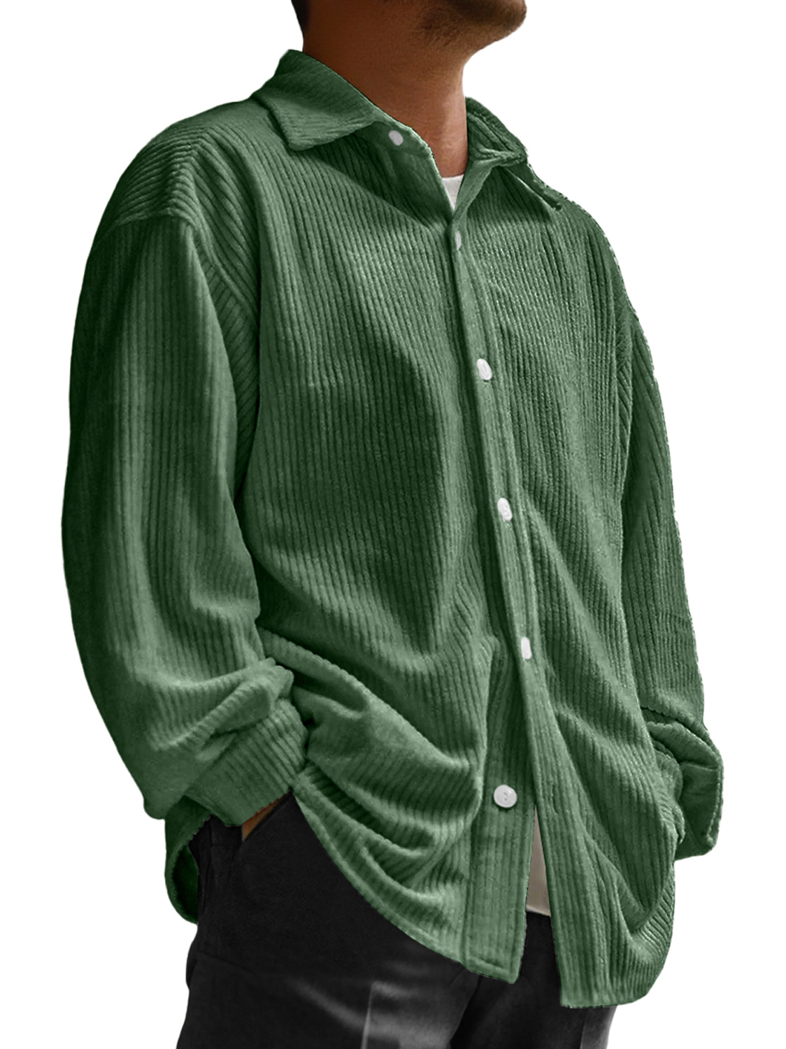 Herren Daily Corduroy Freizeit- und Bequeme Langarmhemd-deurabatt