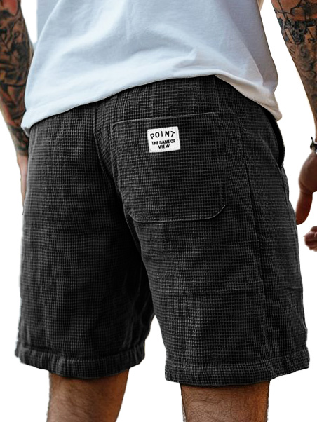 Herrenmode Freizeit Waffelstoff Logo gestickte Shorts-ZierMode