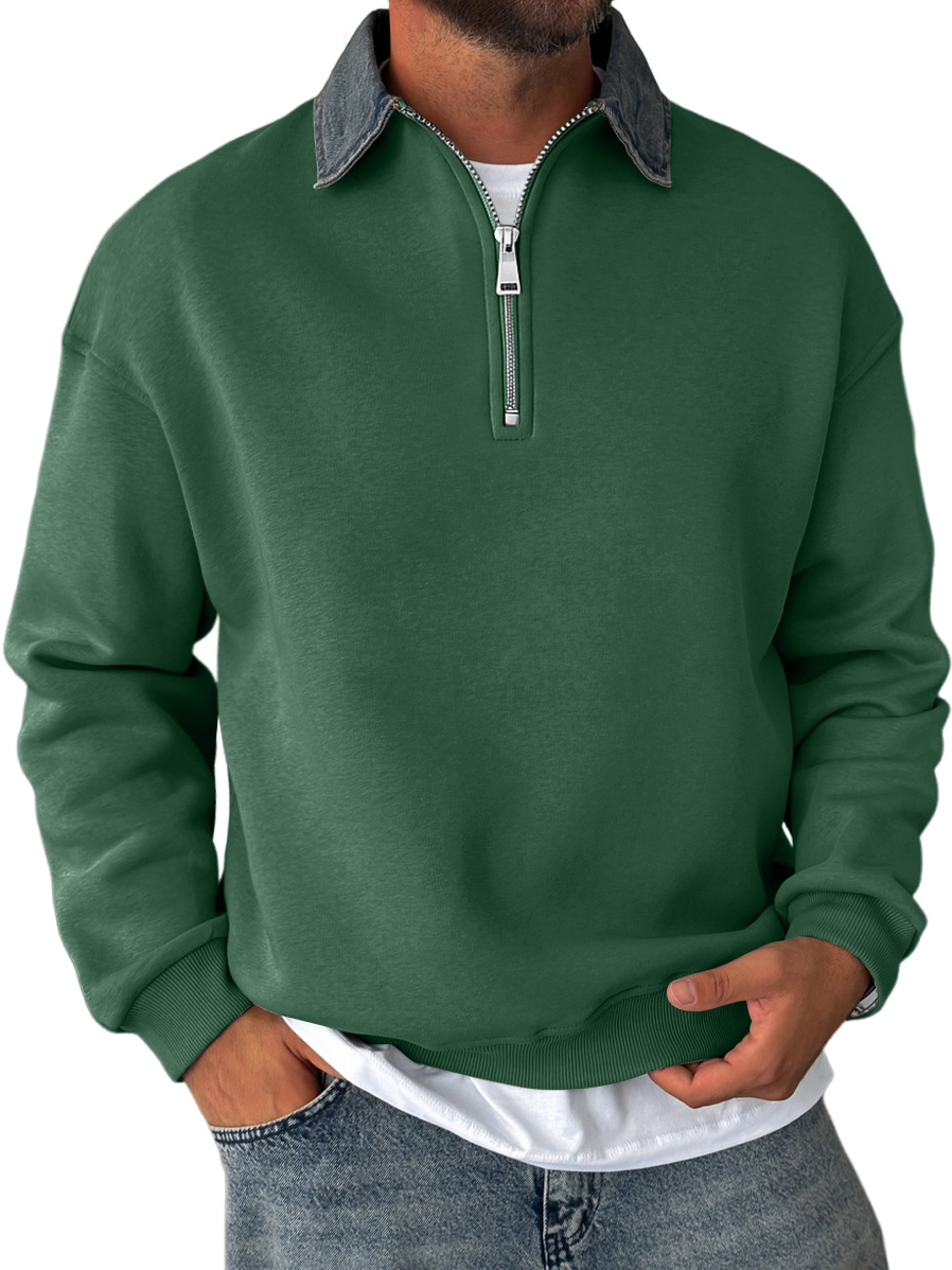 Herren Daily Stitching Revers Zipper Freizeit Sweatshirt-deurabatt