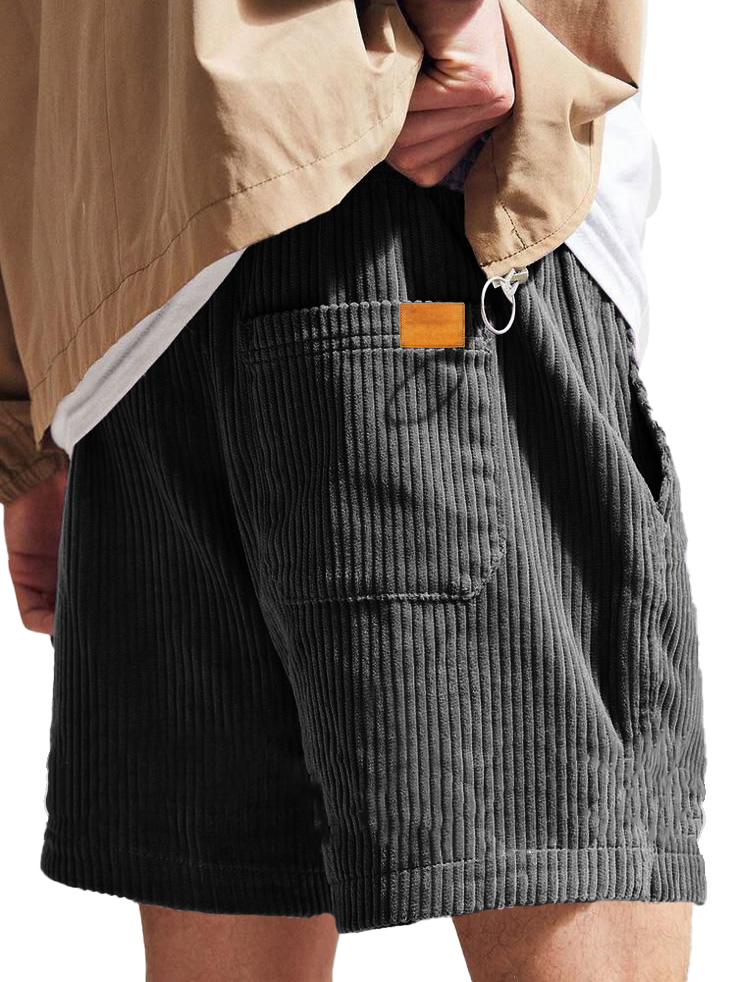 Herrenmode Freizeit Corduroy Logo Bestickte Shorts-ZierMode