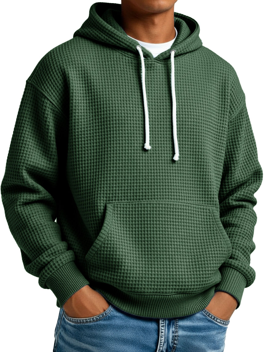 Herren Stylischer Street-Style Waffelstoff Taschen Kapuzenpullover-deurabatt