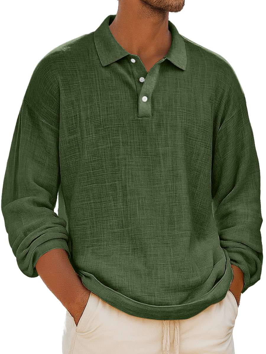 Herren Retro Alltag Kragen Knopf-Down Freizeit Bequem Langarm Polo-Shirt-deurabatt