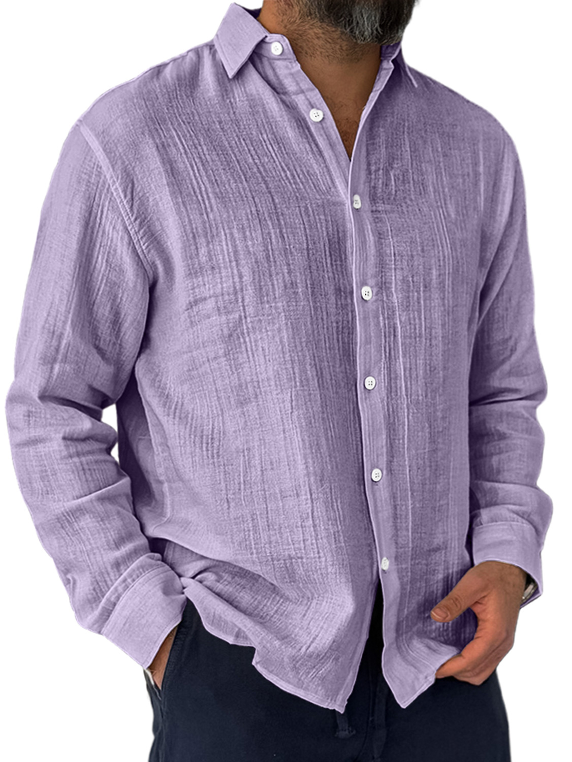 Herren Alltags Falten Freizeit Bequeme Langarmshirt-deurabatt