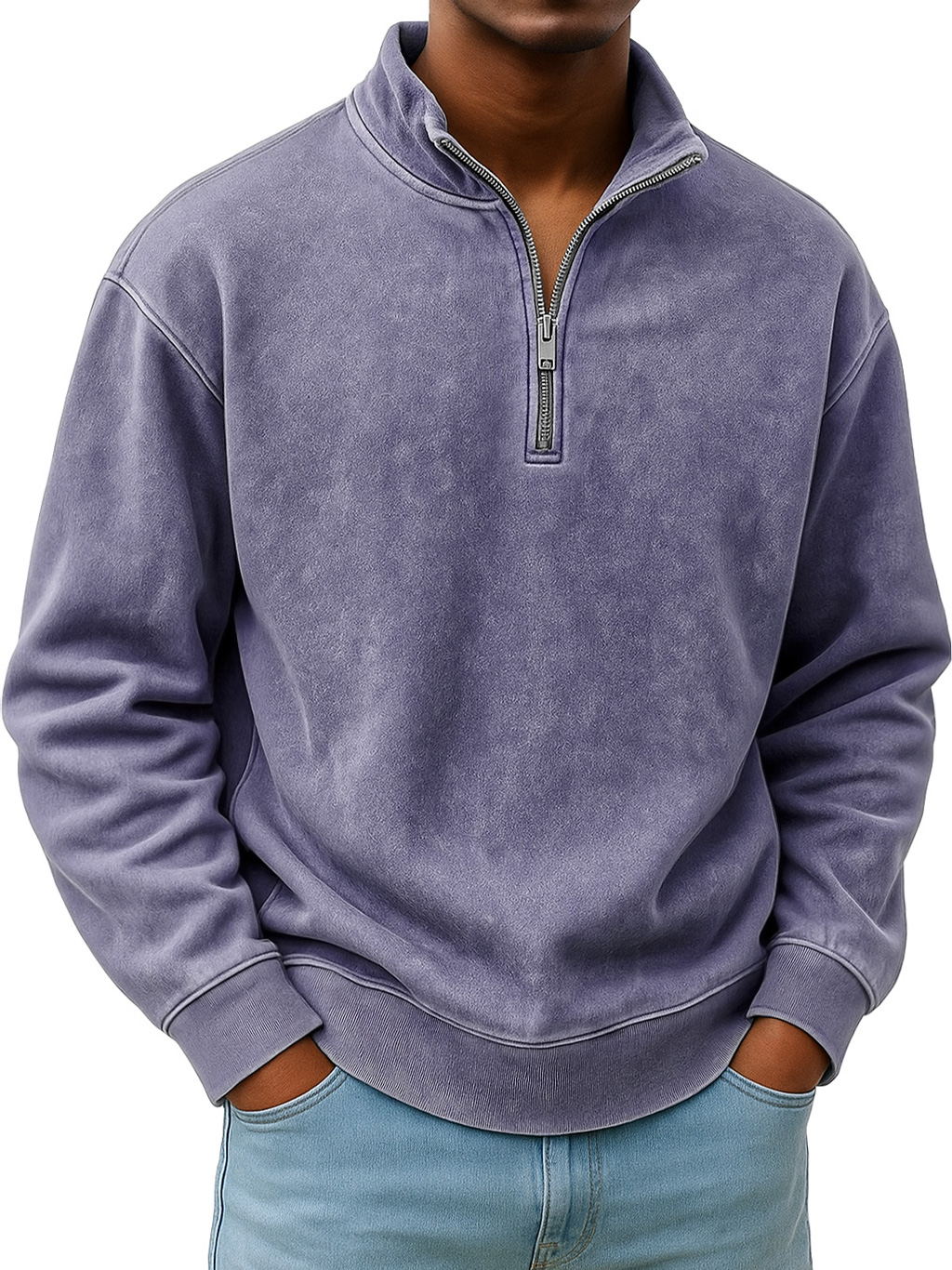 Herren Retro Alltags Stehkragen Reißverschluss Freizeit Sweatshirt-deurabatt