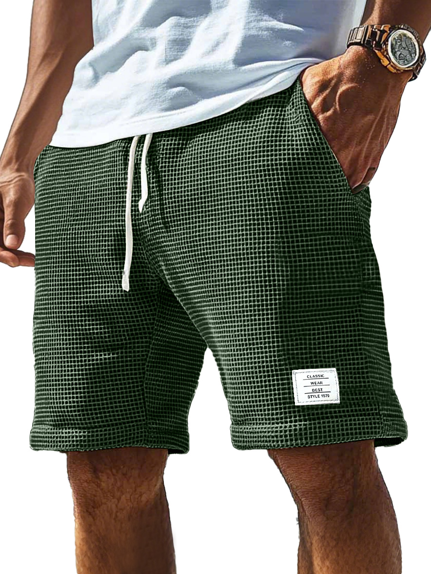 Herren Alltags Waffel Logo Kordelzug Komfort Shorts-ZierMode