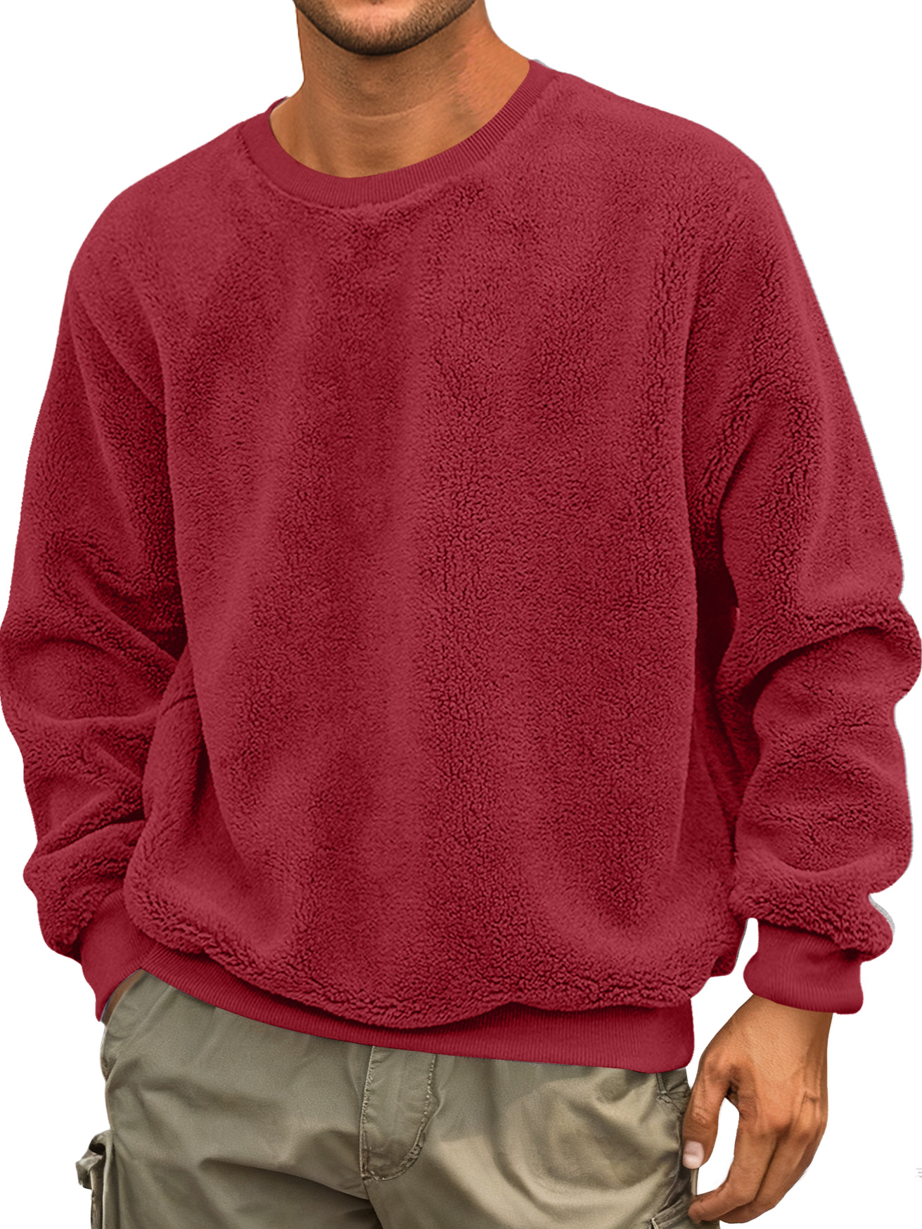 Herren Rundhals Doppelgesicht Samt Einfach Lässig Sweatshirt-deurabatt