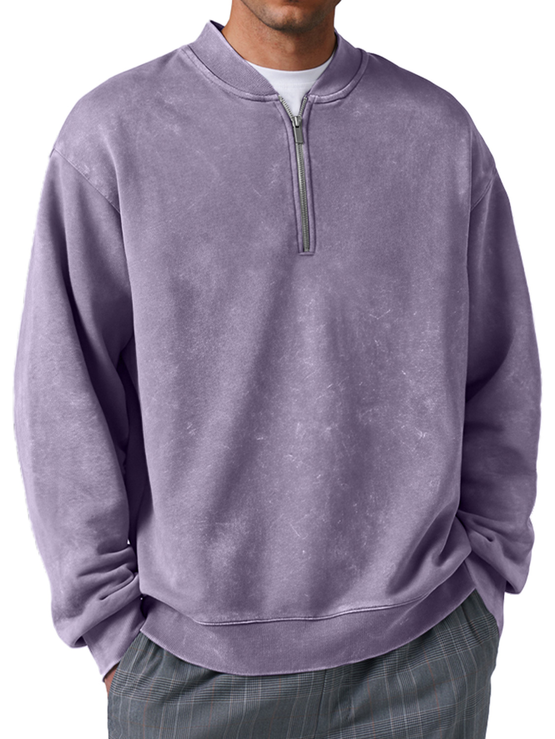 Herren Retro Alltags Baseballkragen Reißverschluss Abgenutzt Bequemes Sweatshirt-deurabatt