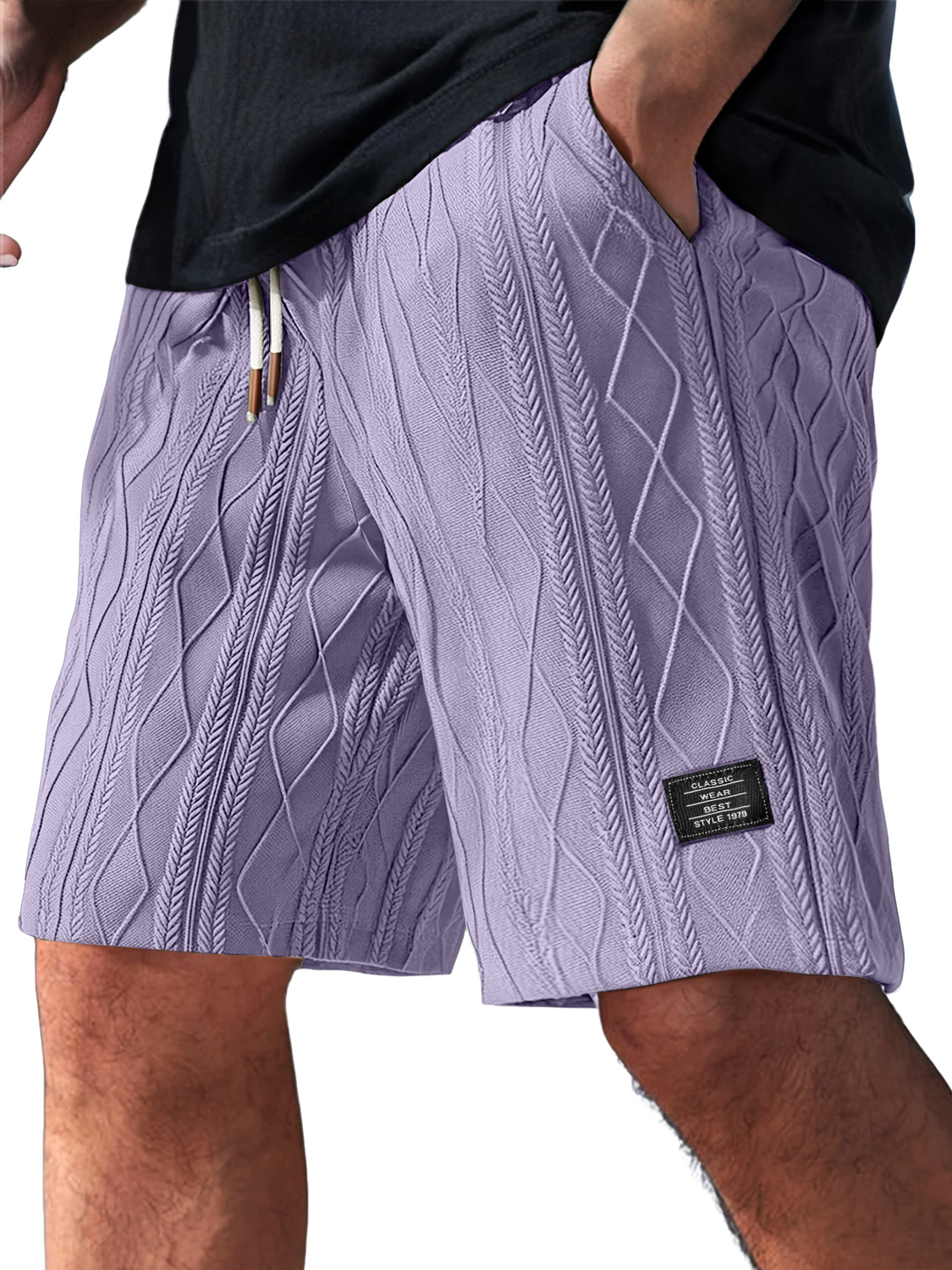 Herren Daily Casual Jacquard Struktur Besticktes Logo Shorts-ZierMode