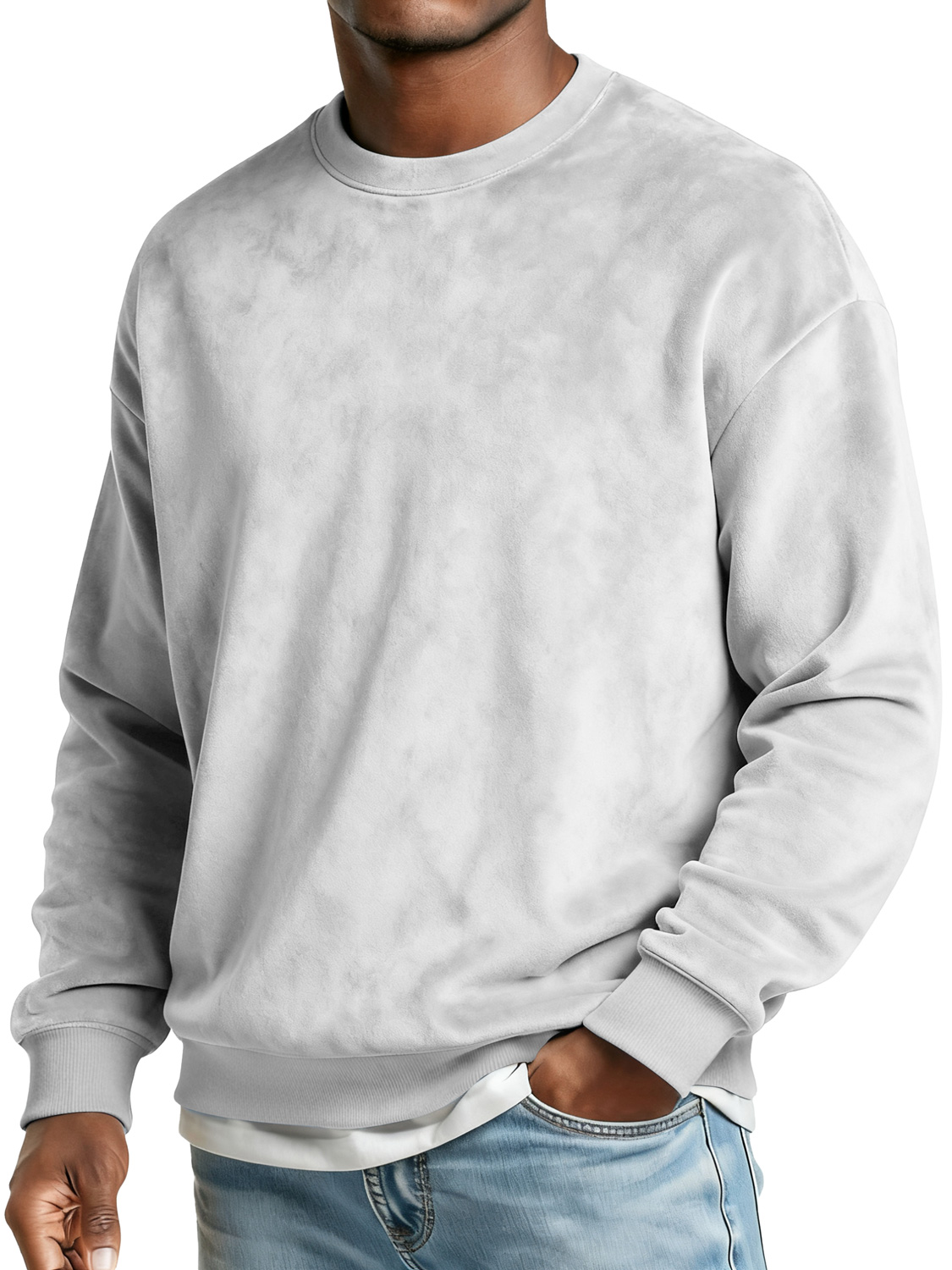 Herren Crew Neck Wildleder Freizeit Bequem Sweatshirt-deurabatt