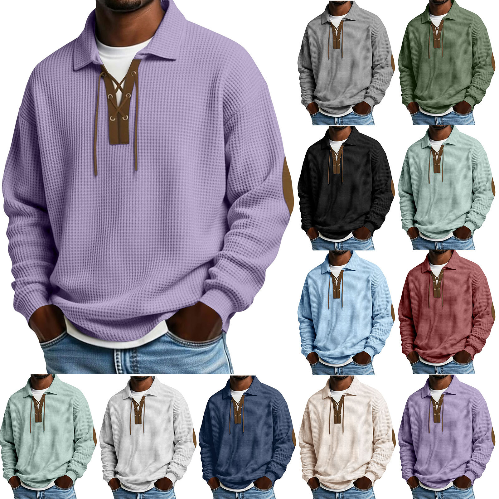 Herrenmode Locker sitzender einfarbiger Sweatshirt – Sportliches & Lässiges Oberteil-deurabatt