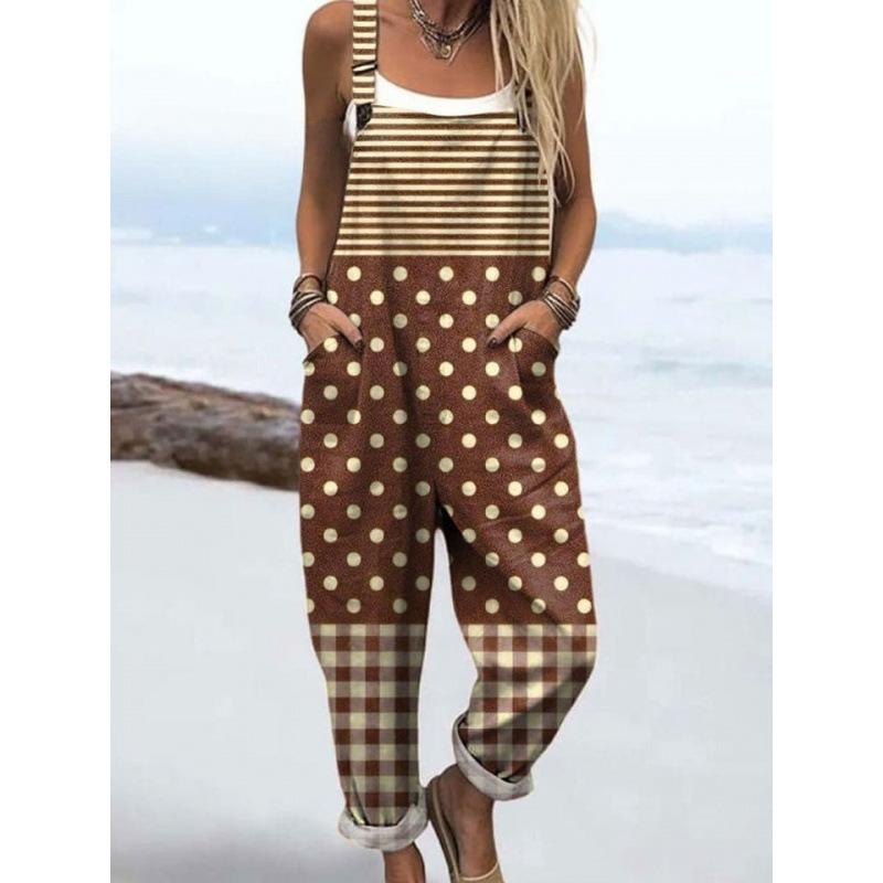 Bedruckter lockerer Overall | Damen Casual Ärmelloser Jumpsuit