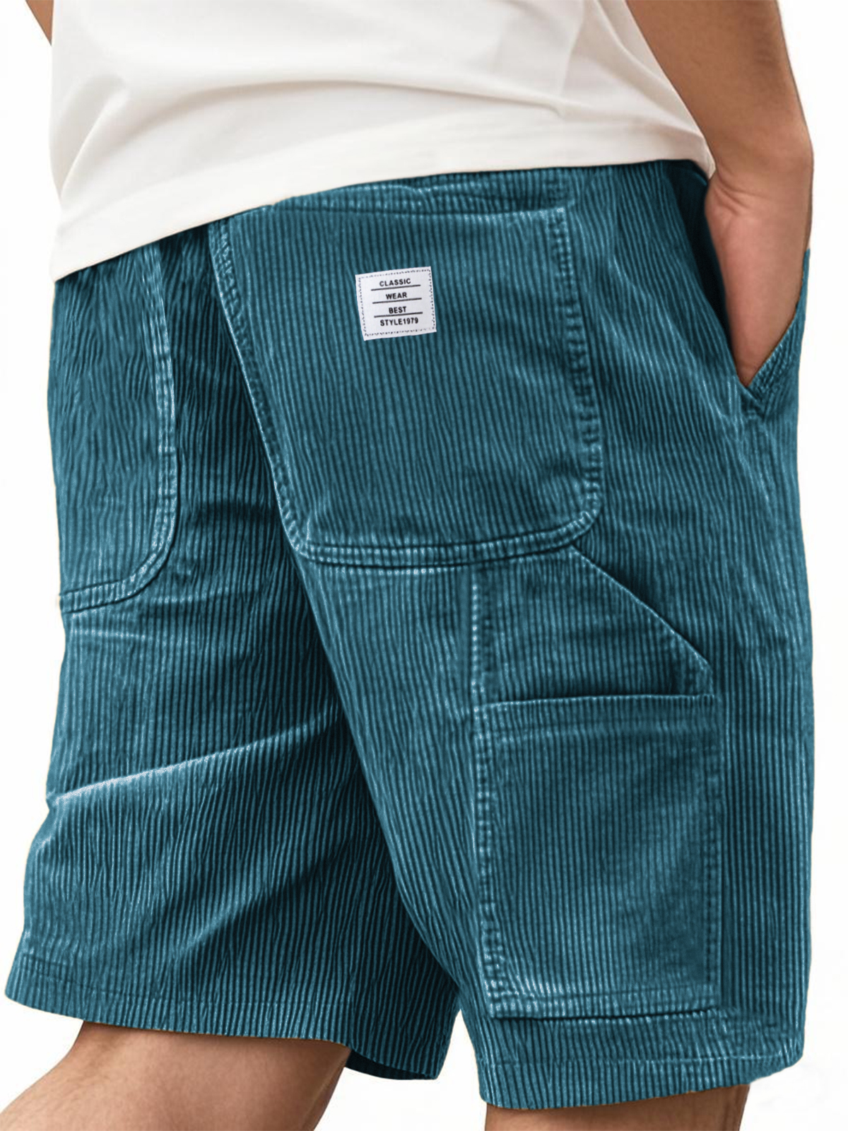 Herren Praktische Mehrfach-Taschen Cargo-Shorts Corduroy Besticktes Logo Stilvolle Lockere Alltags-Shorts-ZierMode