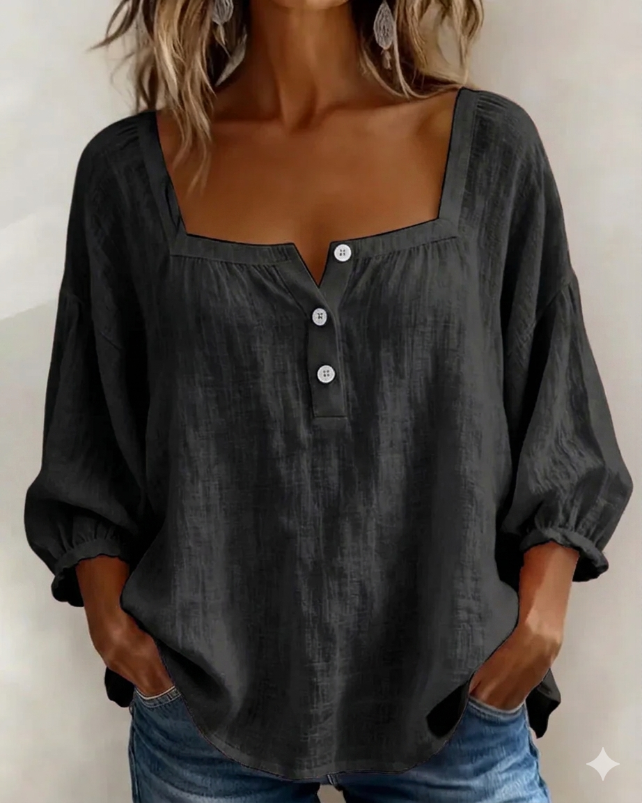 New Arrivals🌸Square Neck Half Button Blouse