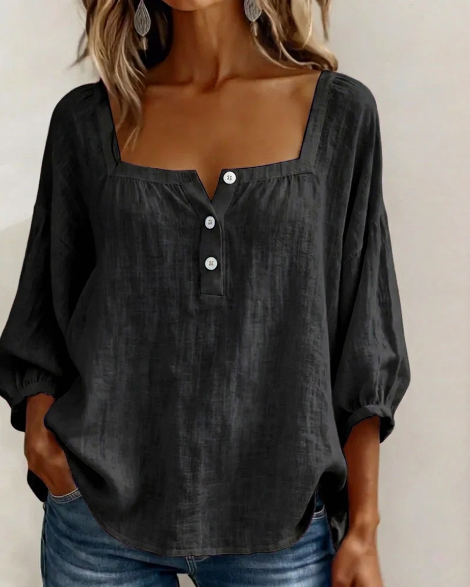 New Arrivals🌸Square Neck Half Button Blouse