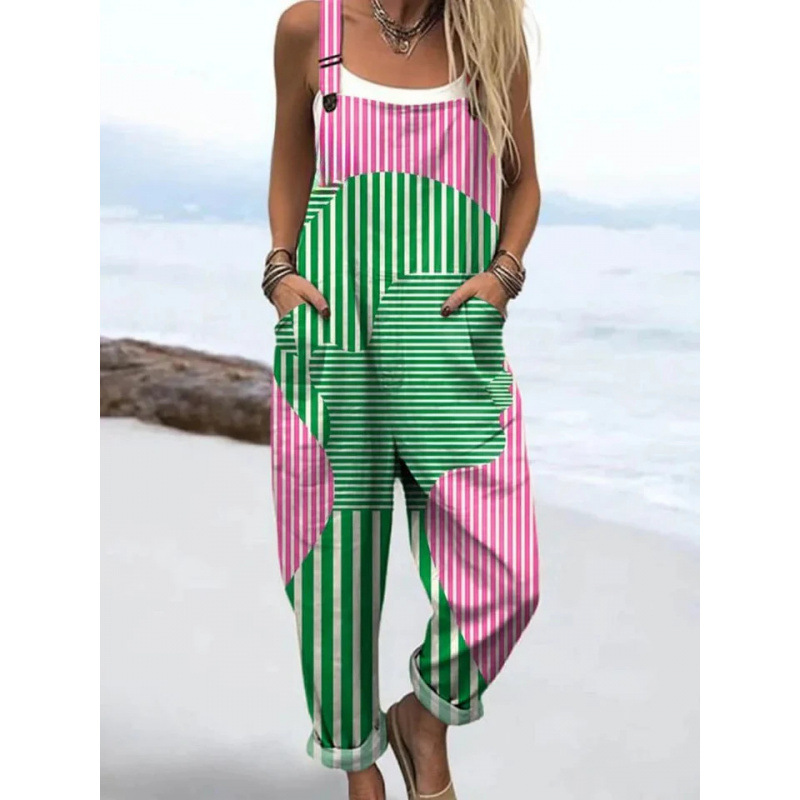 Bedruckter lockerer Overall | Damen Casual Ärmelloser Jumpsuit
