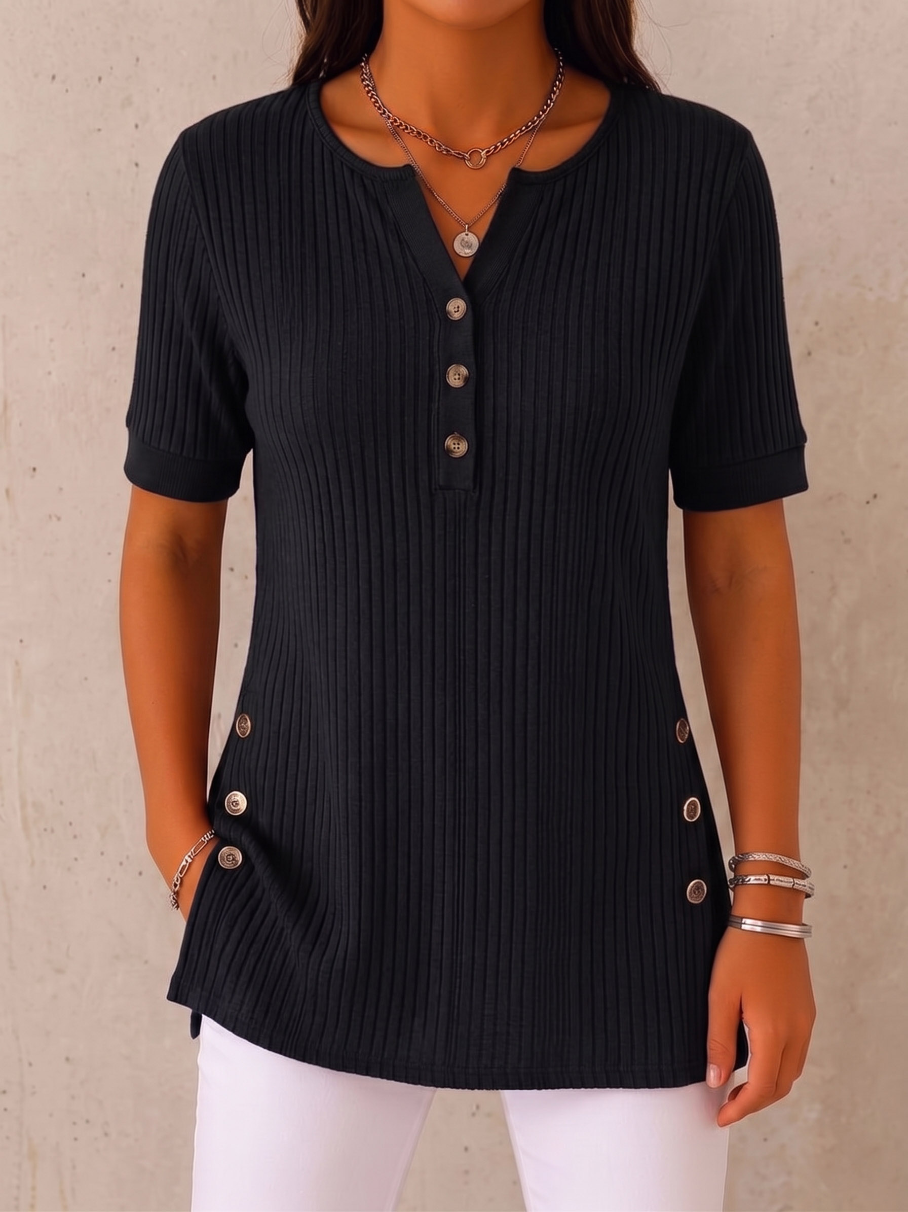 CLEARANCE SALE🔥 The Ultimate Everyday Soft-Ribbed Split-Hem Henley