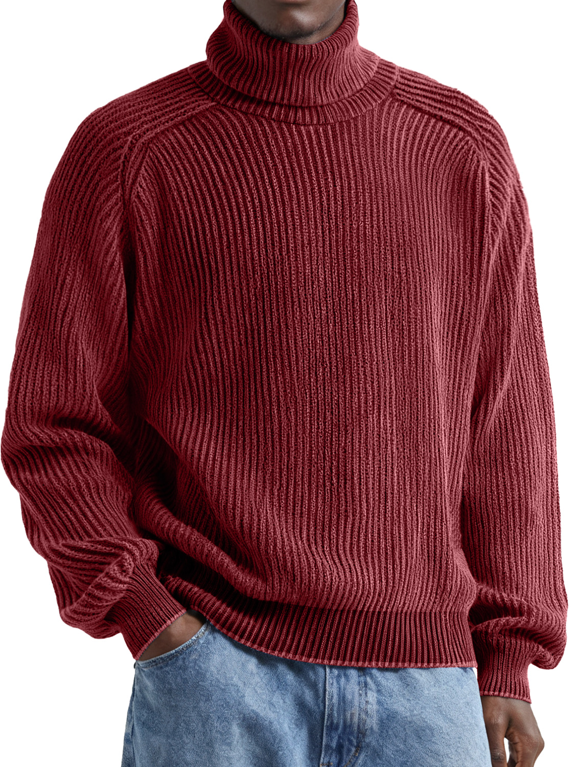 Einfacher und modischer hochgeschlossener lässiger und bequemer Pullover-deurabatt