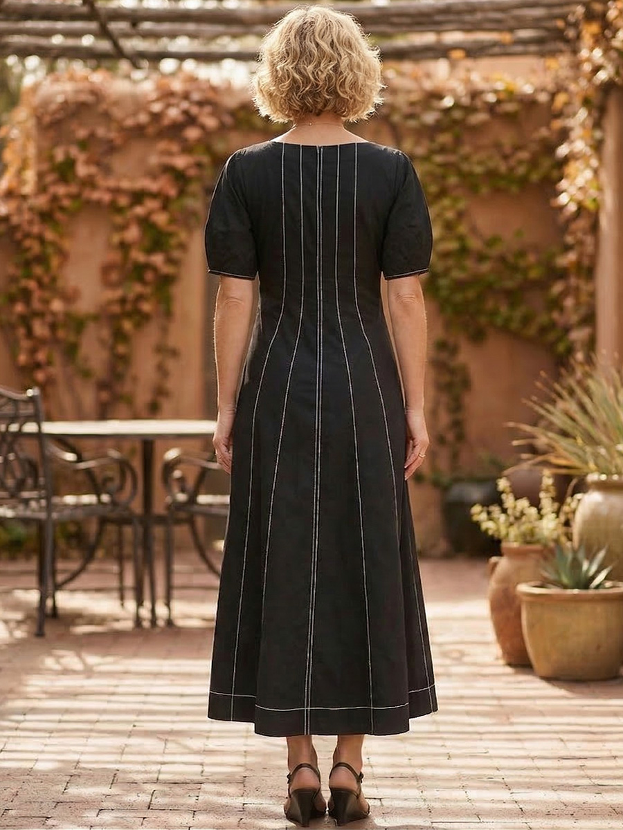 New Arrivals🔥 Women’s Casual Poplin Seamed Midi Pocket Dress-ZierMode