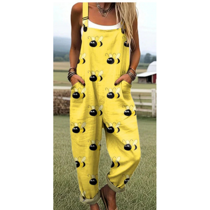 Bedruckter lockerer Overall | Damen Casual Ärmelloser Jumpsuit