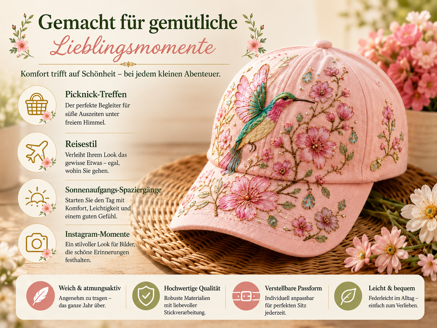 Limitierte Edition 2026 – Garden Morning Baseball Cap-ZierMode