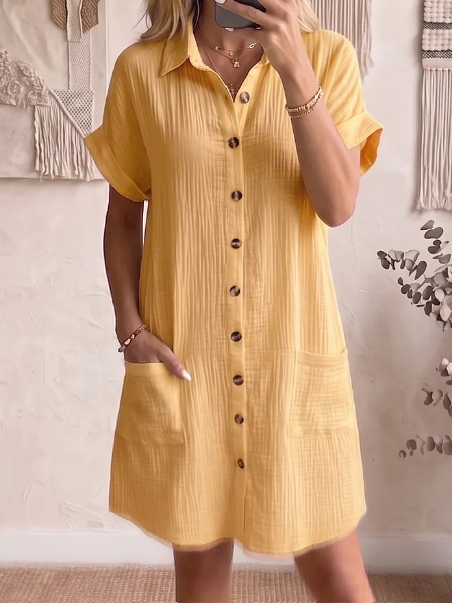 NEW ARRIVALS🔥 Women's Cozy Lapel Button-front Cotton-linen Dress