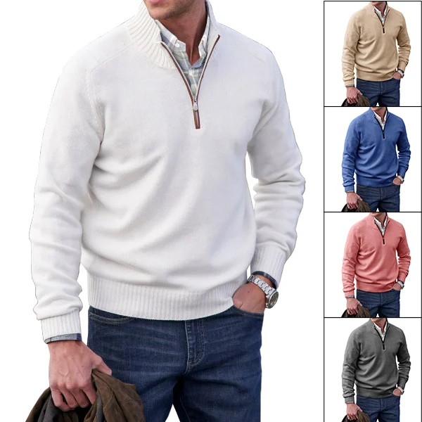 Männlicher Winter Casual Kaschmir Reißverschluss Basic Pullover-deurabatt