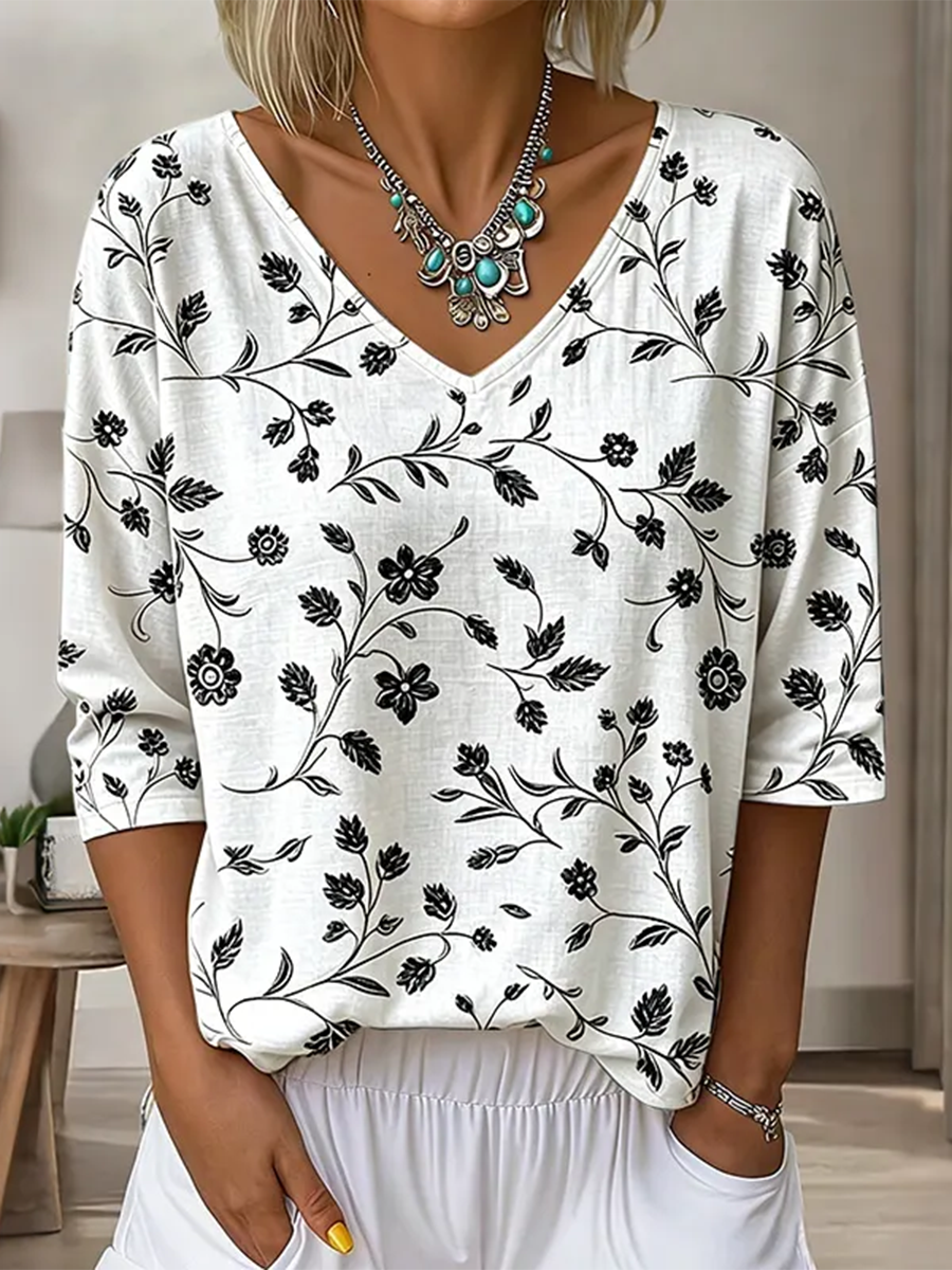 Cozy Colorful Watercolor-print Cotton T-shirt