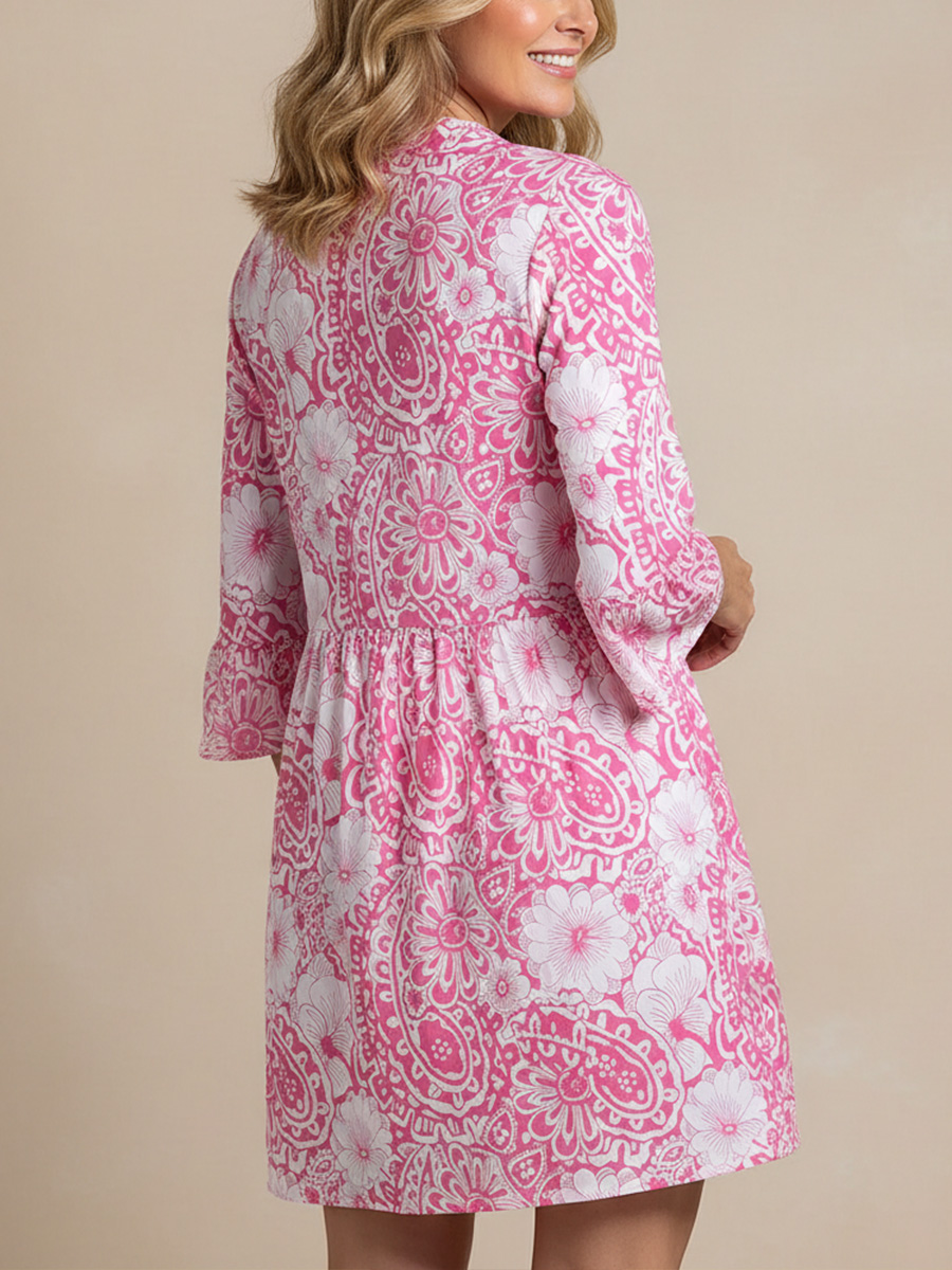 New Arrivals🔥 Spring V Neck Floral Print Dresses-ZierMode