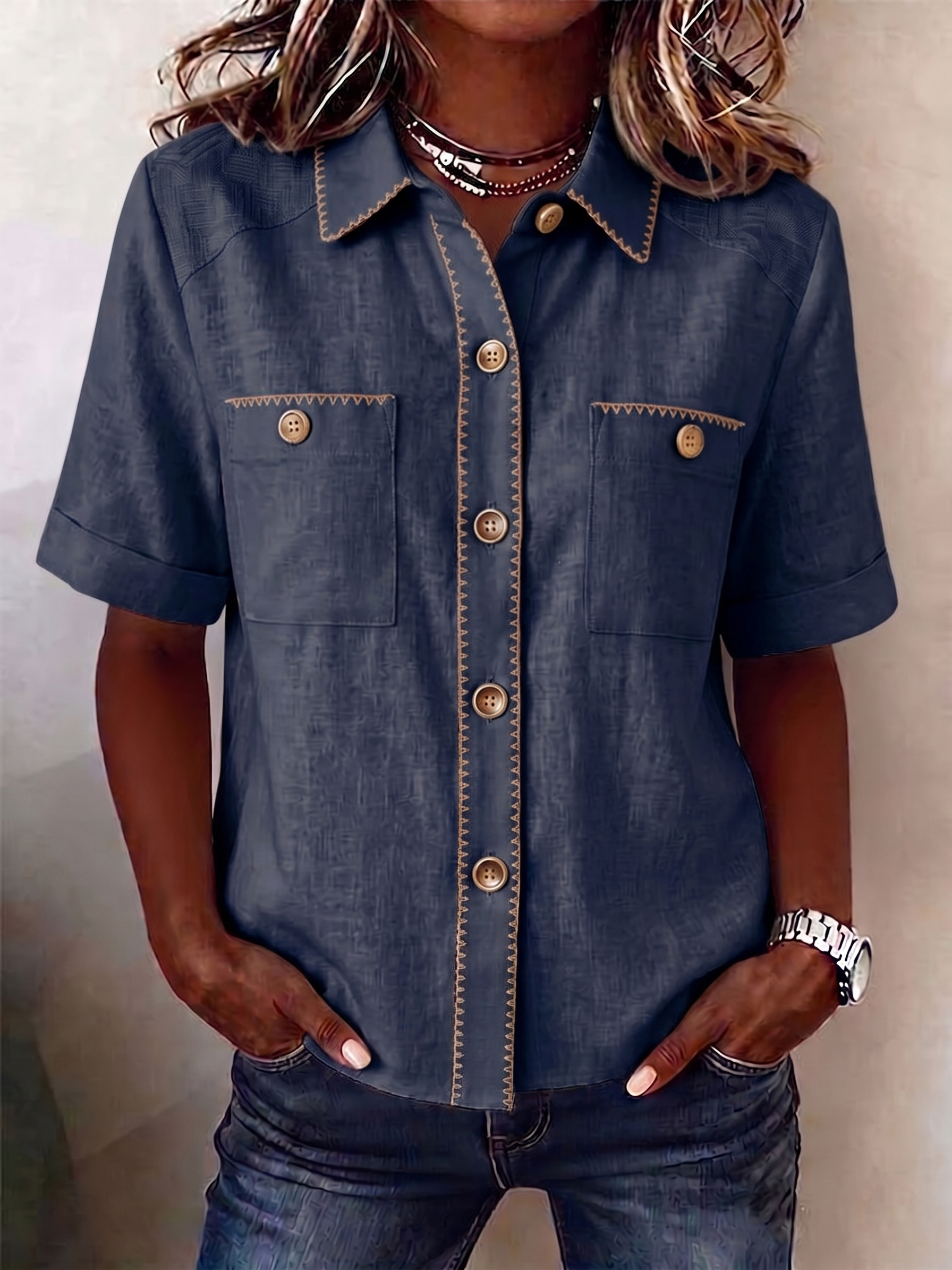 Clearance Sale🔥 Women's Casual Short Sleeve Button-Down Shirt