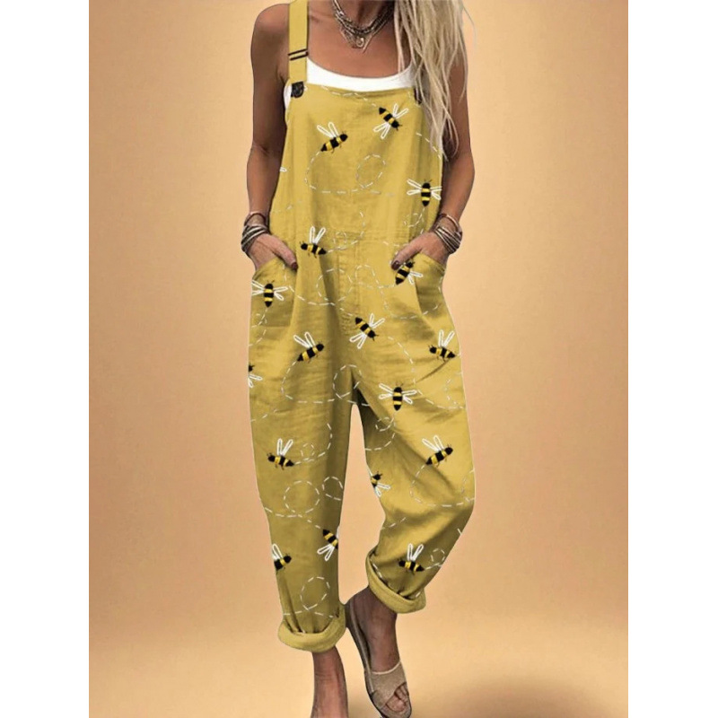 Bedruckter lockerer Overall | Damen Casual Ärmelloser Jumpsuit