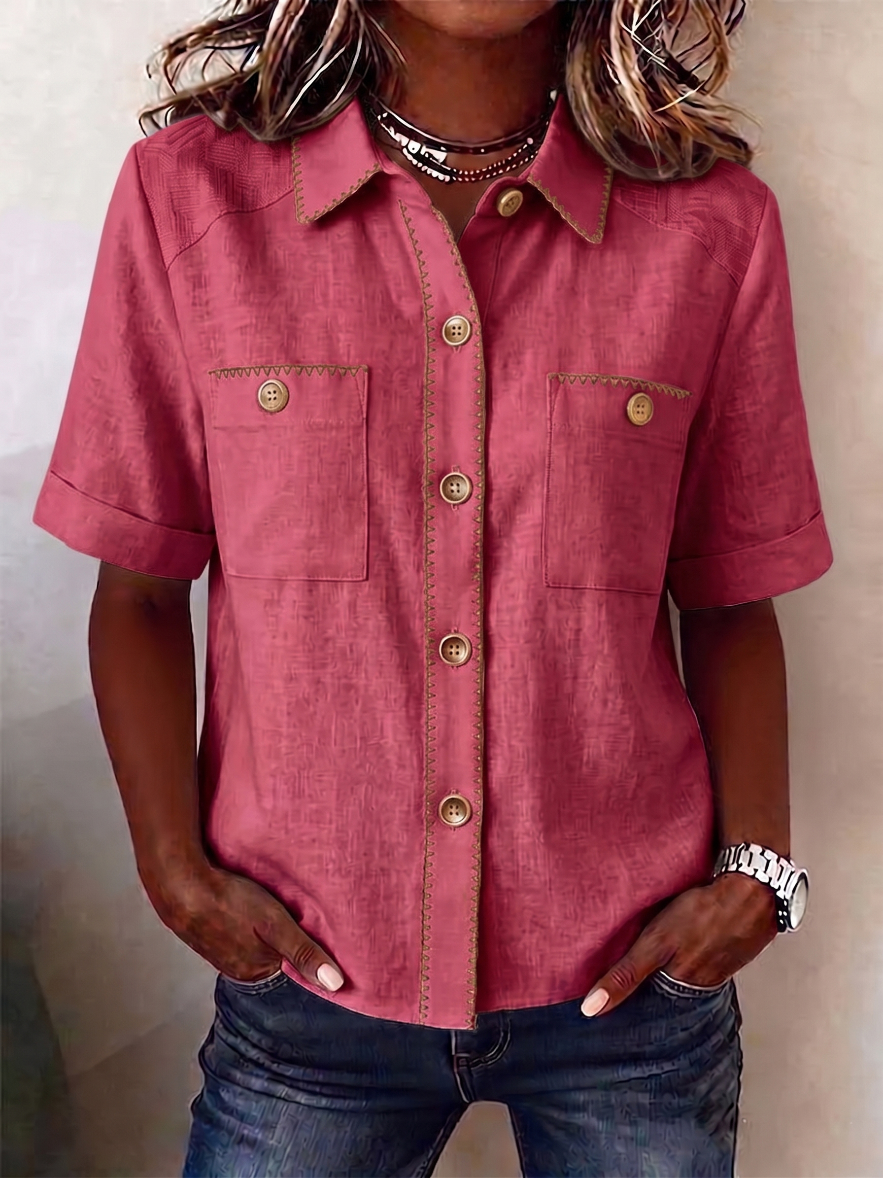 Clearance Sale🔥 Women's Casual Short Sleeve Button-Down Shirt