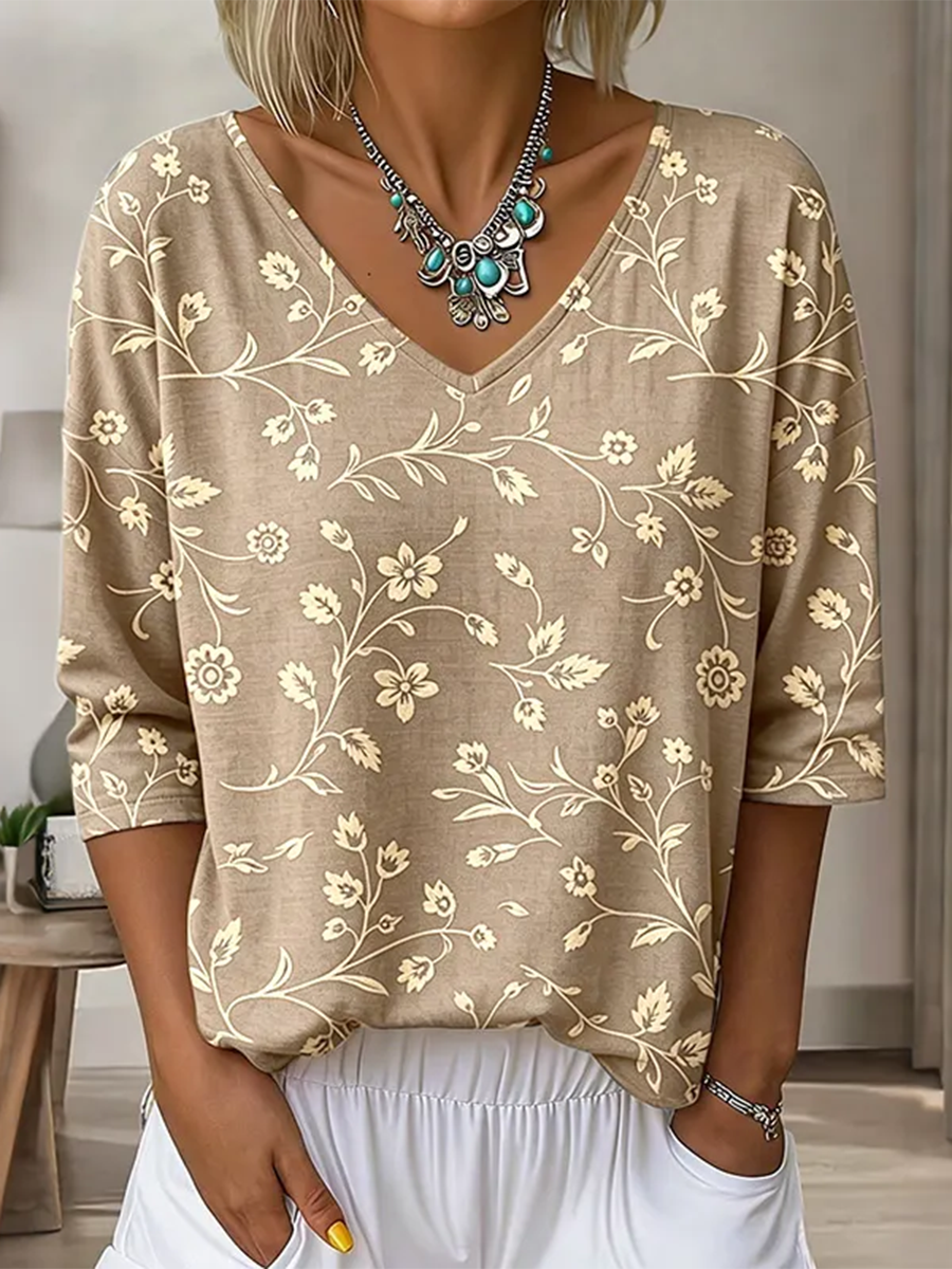 Cozy Colorful Watercolor-print Cotton T-shirt