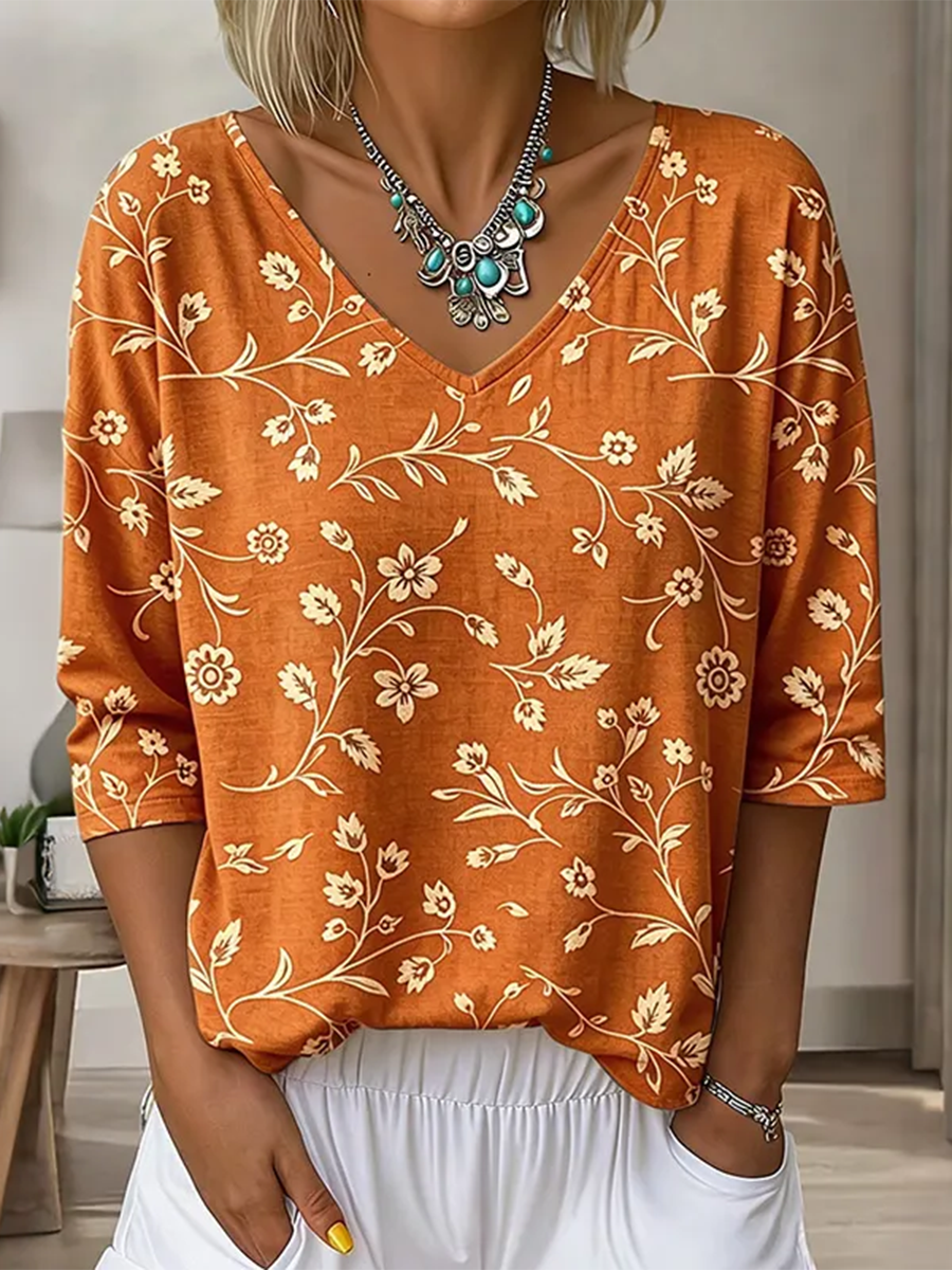 Cozy Colorful Watercolor-print Cotton T-shirt