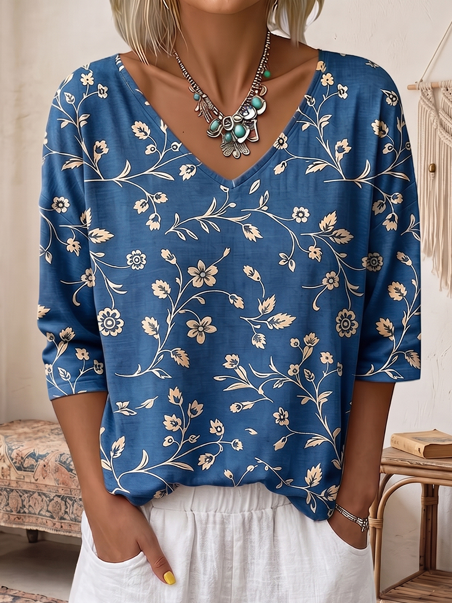 Cozy Colorful Watercolor-print Cotton T-shirt