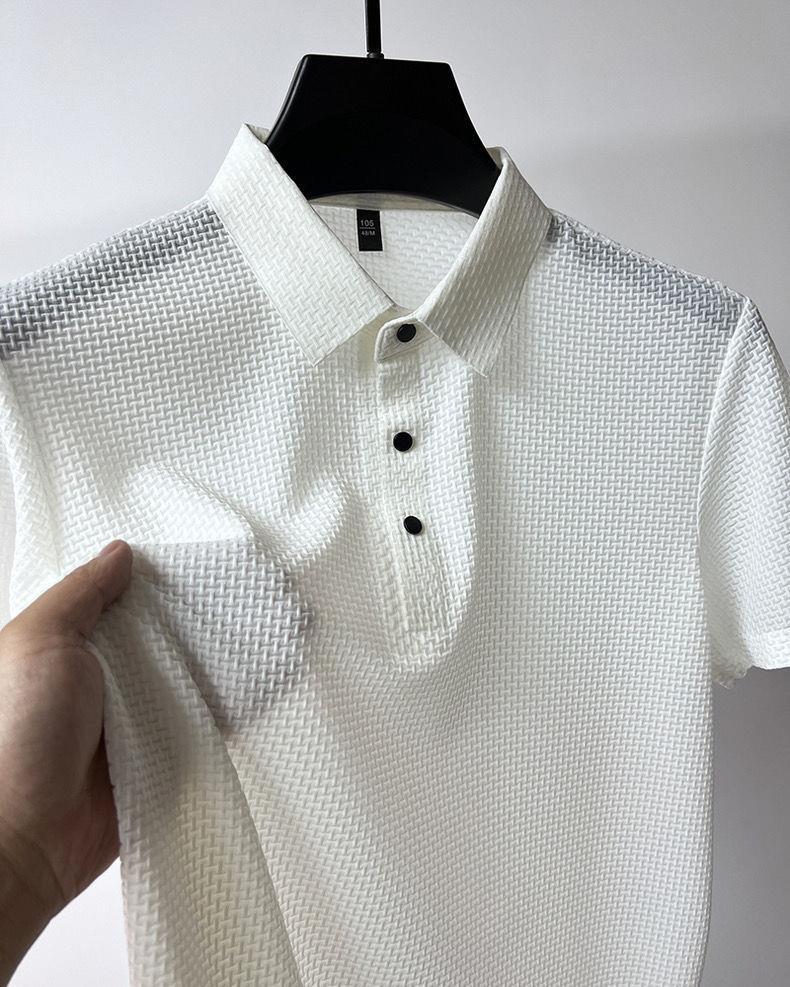 Herren Bequeme und Atmungsaktive Sommer Mesh Waffel Kurzarm Polohemd-deurabatt