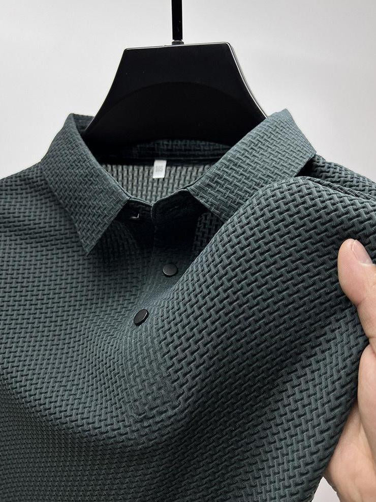 Herren Bequeme und Atmungsaktive Sommer Mesh Waffel Kurzarm Polohemd-deurabatt