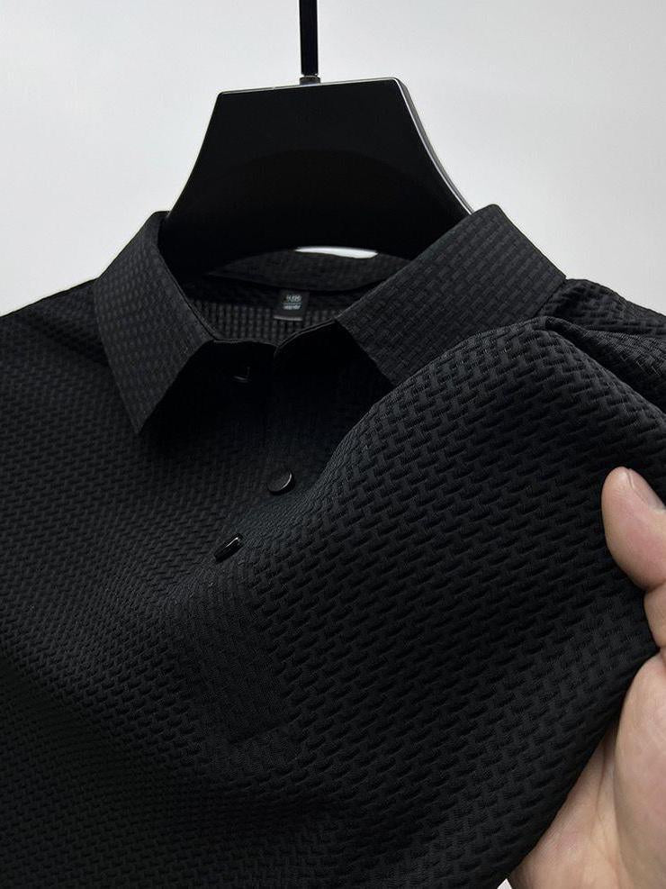 Herren Bequeme und Atmungsaktive Sommer Mesh Waffel Kurzarm Polohemd-deurabatt