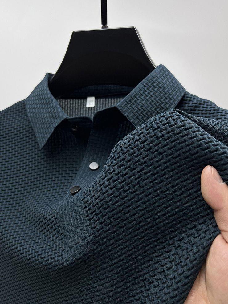 Herren Bequeme und Atmungsaktive Sommer Mesh Waffel Kurzarm Polohemd-deurabatt