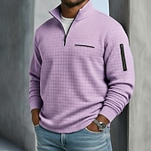 Herren Waffel Polo Shirts Texturiert Sport & Outdoor Freizeit Langarm Mode Bequem Ganzjahres-deurabatt