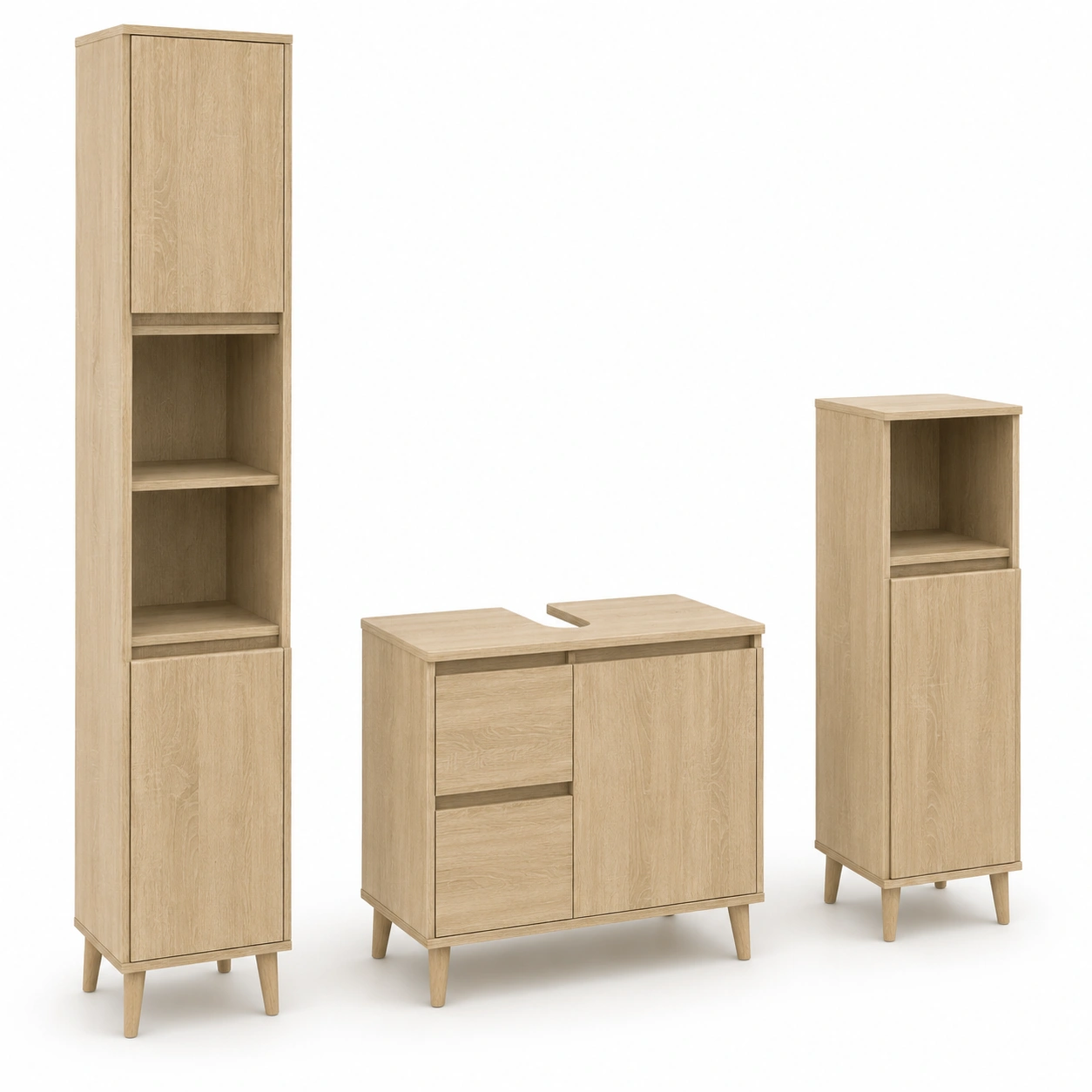 Armario de almacenaje para bano color madera clara-PrestigeFurni