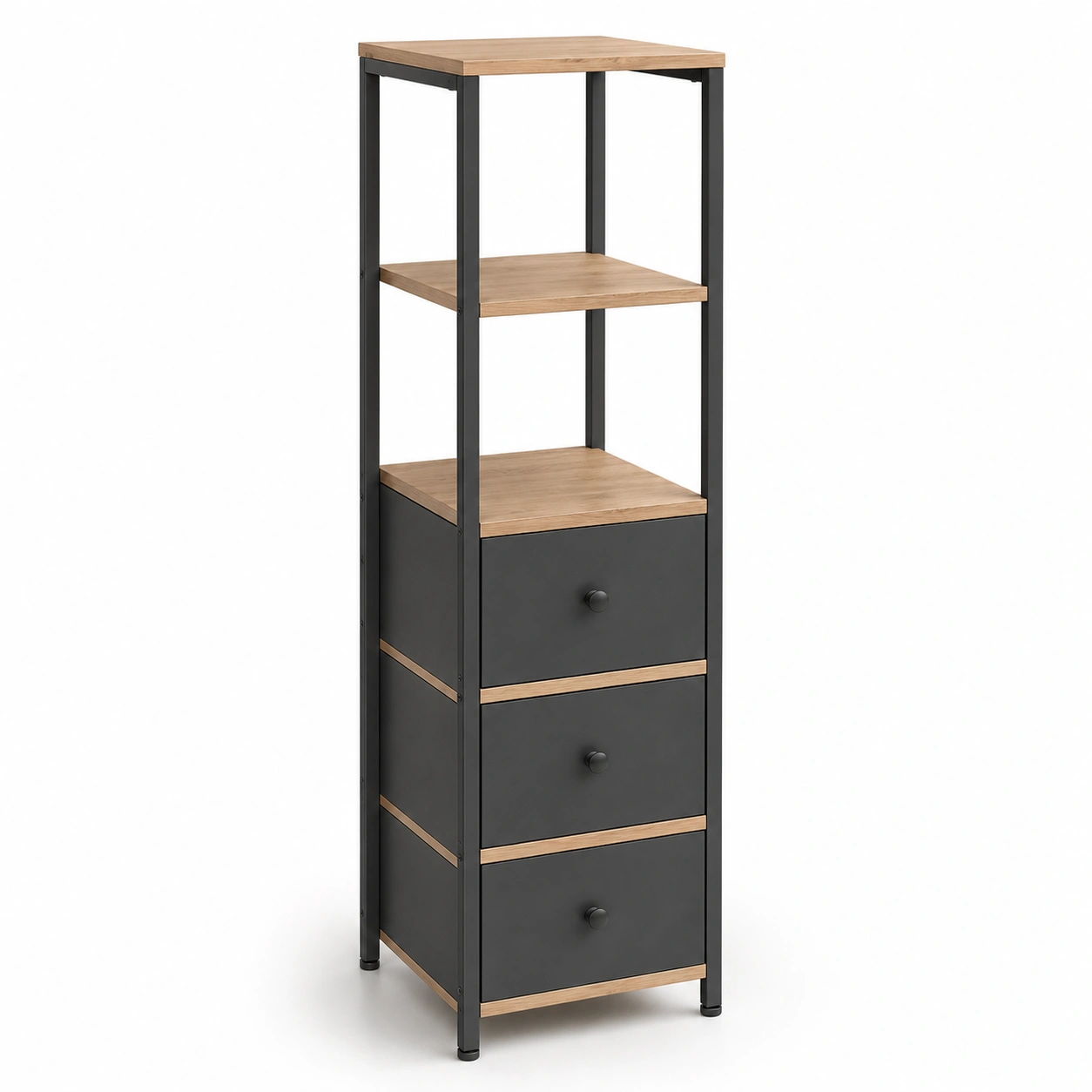 Armario con cajones negro madera-PrestigeFurni
