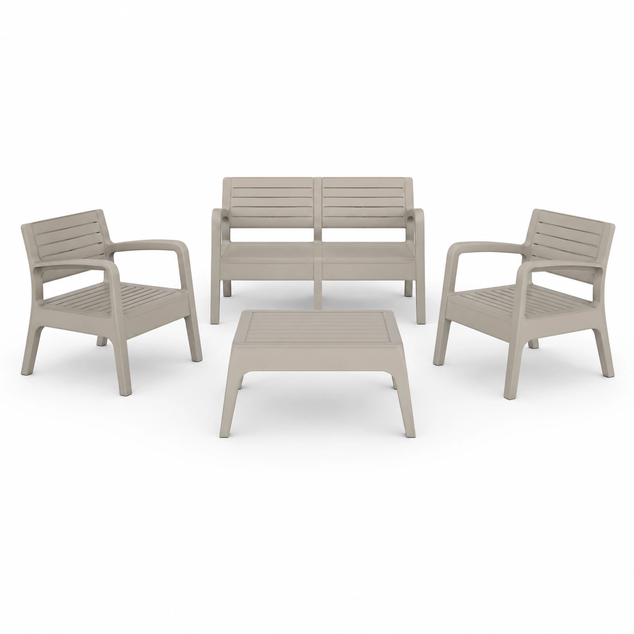 Conjunto exterior plastico de 4 piezas color cafe-PrestigeFurni