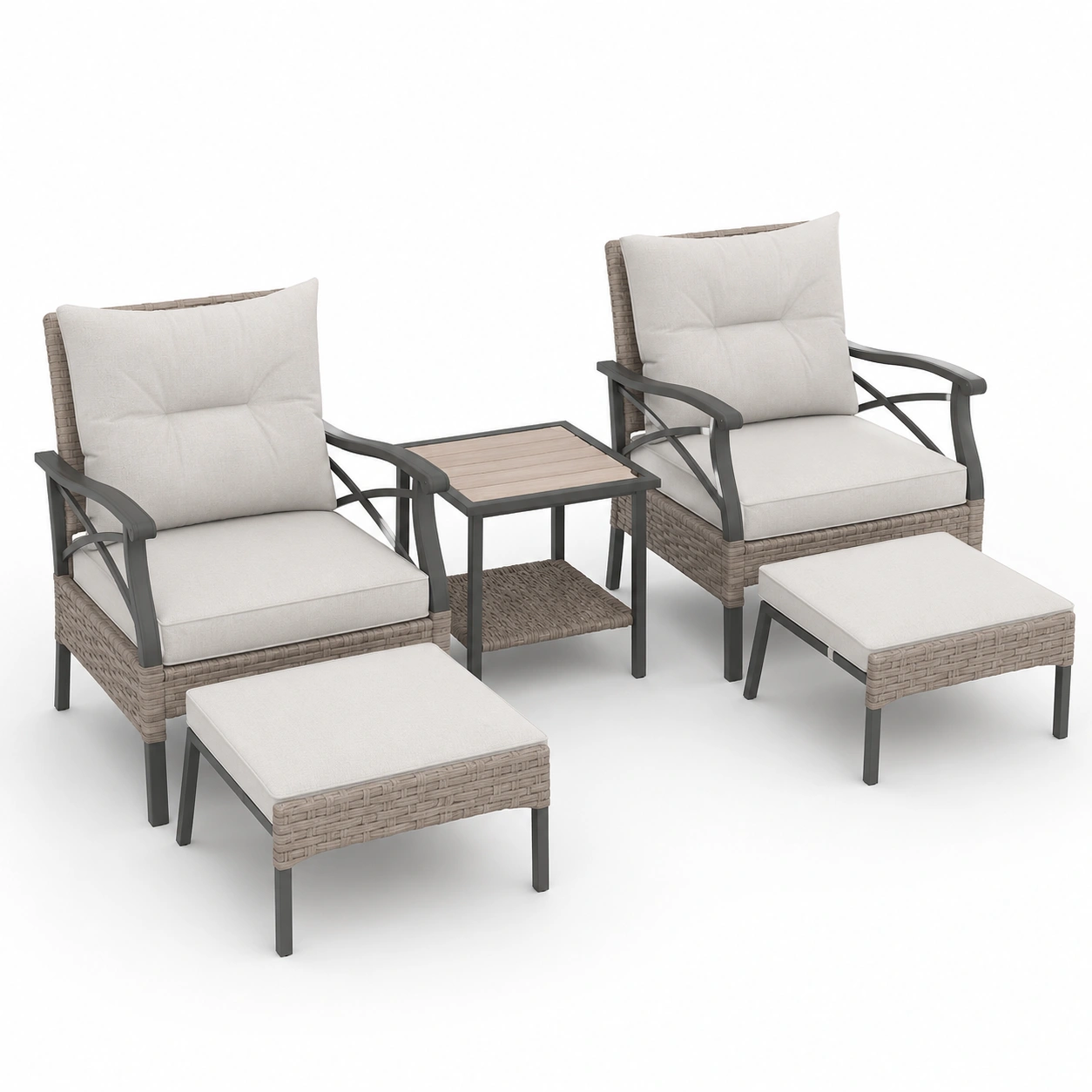 Conjunto de sillas de descanso de ratan-PrestigeFurni