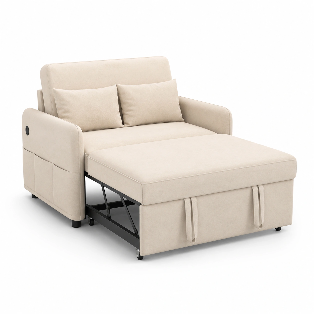 Sofa cama individual beige-PrestigeFurni