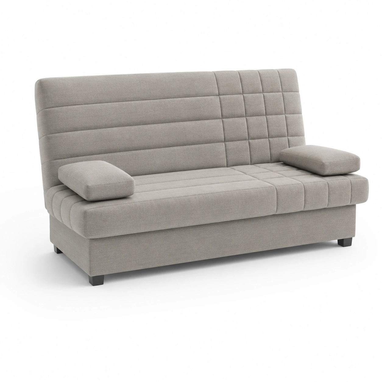 Sofa cama de tela gris claro-PrestigeFurni